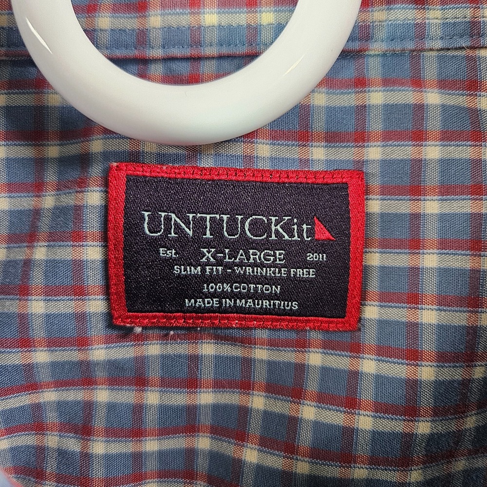 Untuckit Shirt Men XL‎ Slim Fit Button Up Long Sleeve Multicolor Plaid - Picture 4 of 10